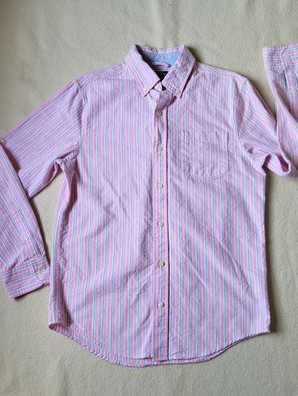 Pink Striped Cotton Button Down Men's Small Seacoast Wash Chaps